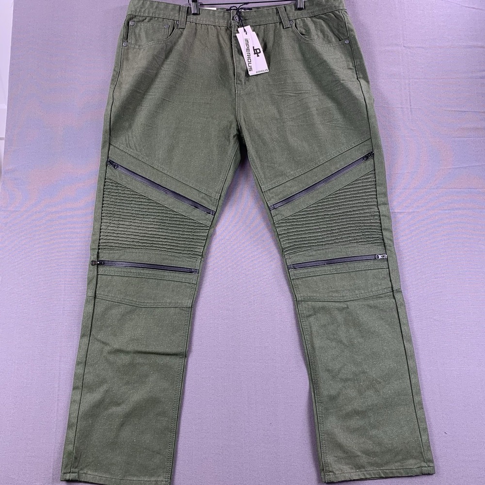 NWT Imperious Y2K Hip Hop Olive Green Denim‎ Stretch 44x32 Men Jeans Baggy